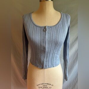 Pink Republic Light Blue Ribbed Blouse